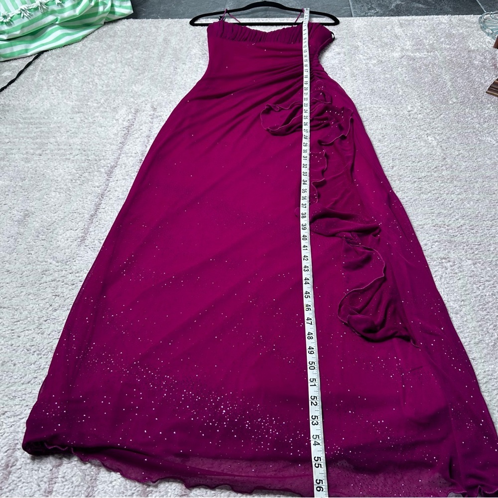 Vintage 90's City Triangles Maxi Length Evening Gown Ruched Size Medium Glitter - Picture 8 of 13